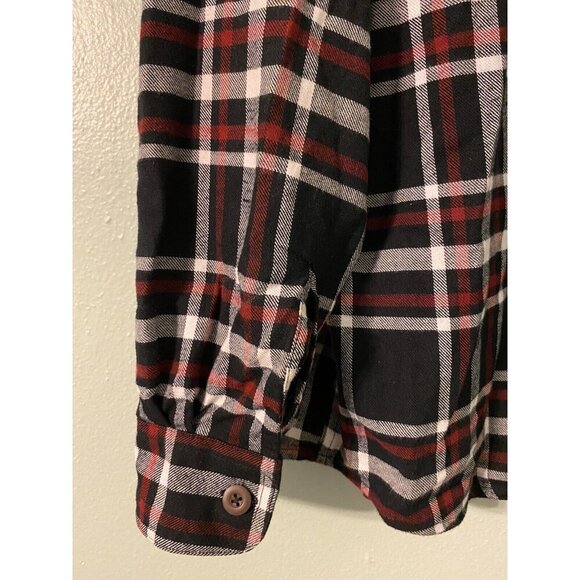WRANGLER PREMIUM QUALITY MENS BUTTON DOWN PLAID SHIRT - SIZE MEDIUM - RED BLACK - Picture 5 of 7